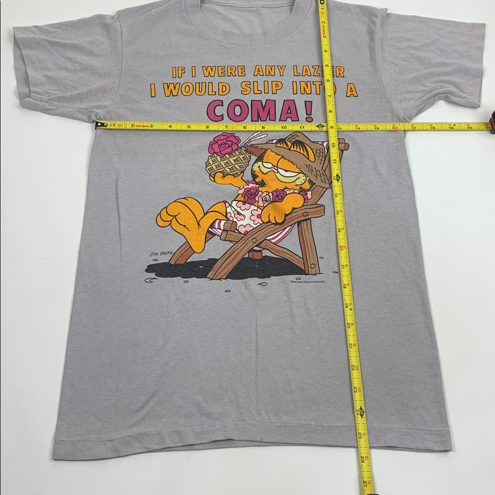 Vintage 1978 Garfield Gray Graphic T-Shirt by Jim Davis Tropical Beach Lazy RARE - Picture 8 of 12
